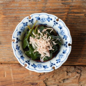 金沢豆富の油揚げと金時草のおひたし
